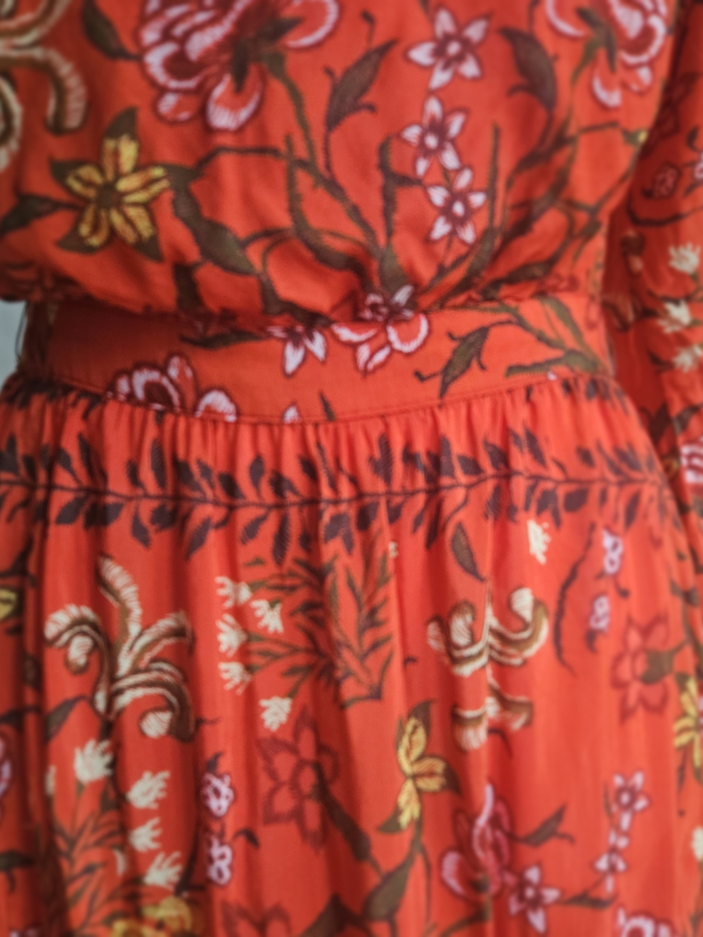 ​LAIA Floral Maxi Dress Boho Cottagecore Long Sleeve Orange Size XS - Picture 3 of 16